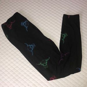 Lularoe OS multicolor bull skull leggings